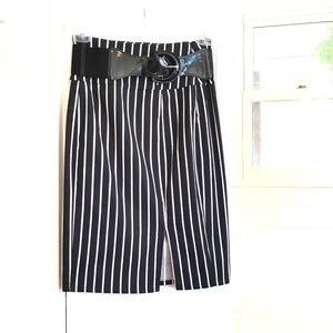 BELLE POQUE Black and White Striped Skirt Retro Size 8 NWT Rockabilly Pin-Up
